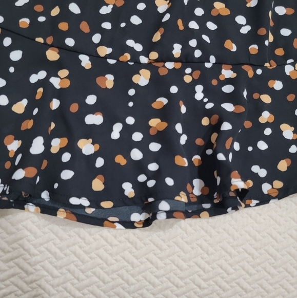 Mi Ami Black and tan dot print full skirt with tie Size Medium - Picture 3 of 14